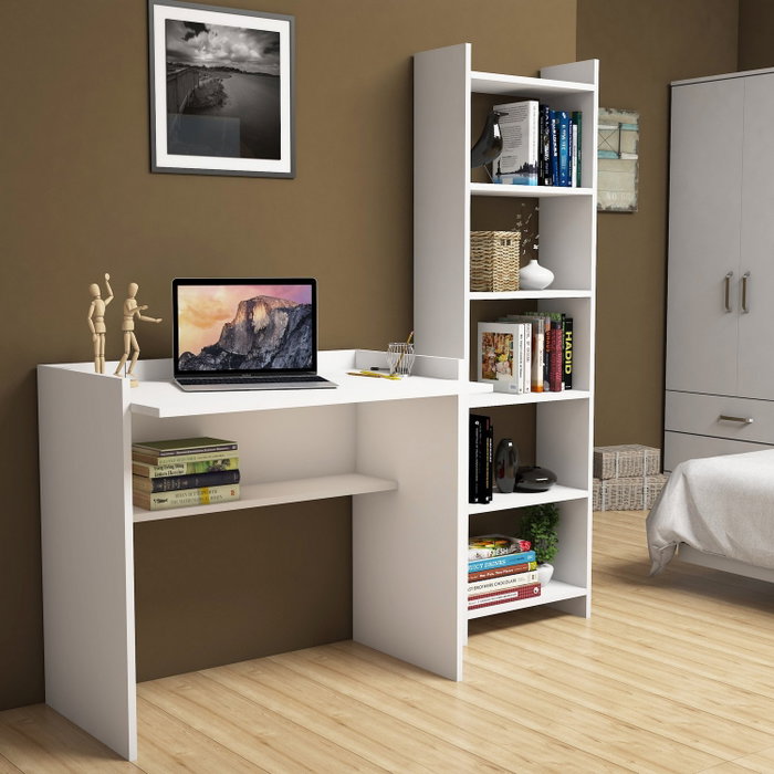 Hanah Home Karma Escritorio y Estantería de Estudio Blanco